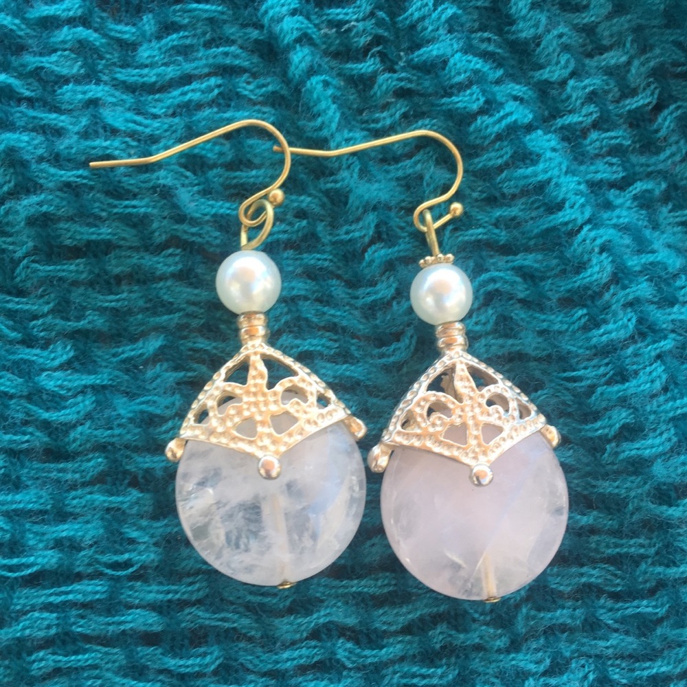 5/$25 pearl like crystal earrings